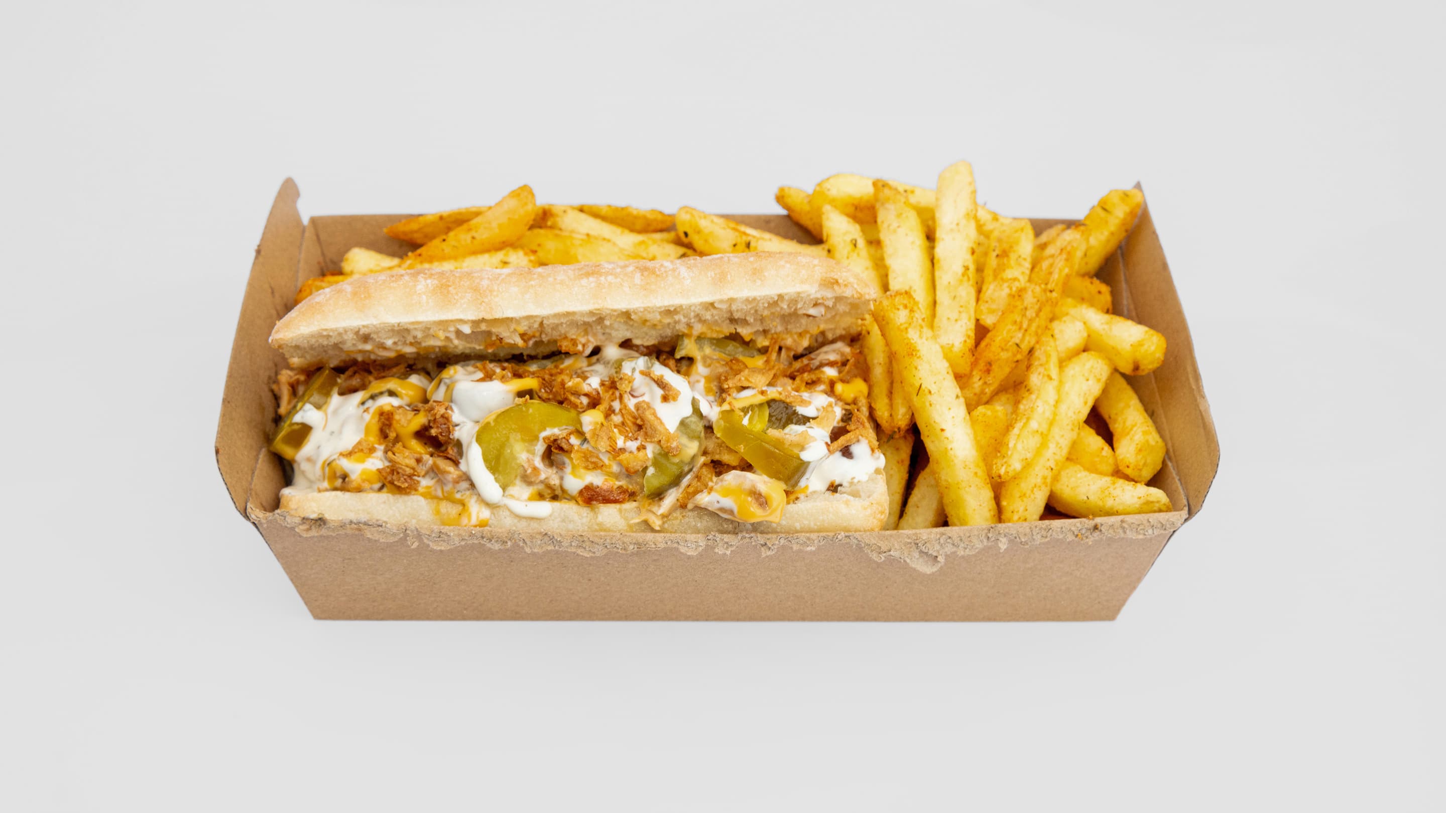 Chicken steak sandwich with chips